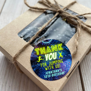 Trampoline Jumping Birthday Party Dank je wel Ronde Sticker