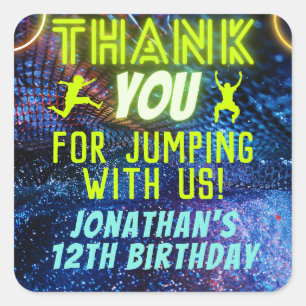Trampoline Jumping Birthday Party Dank je wel Vierkante Sticker
