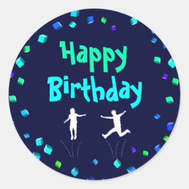Trampoline of Bounce Party Cupcake Topper Ronde Sticker