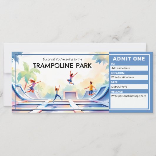 Trampoline Park - Bounce House Ticket  Kaart (Voorkant)
