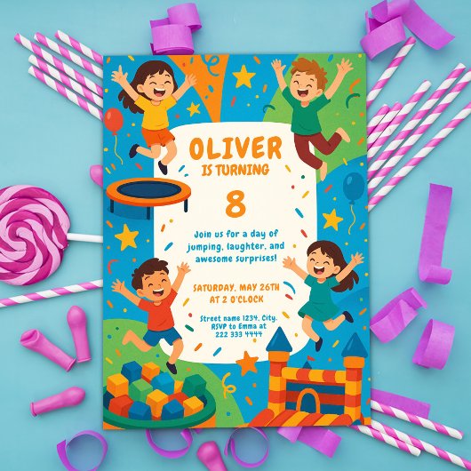 Trampoline Party Fun – Jump Verjaardag Kaart