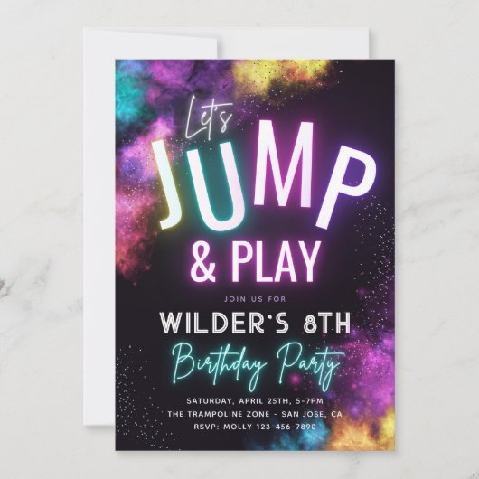 Trampoline Party-uitnodiging | Partij voor de Vred Kaart (Voorkant)