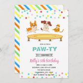 Trampoline spring kat hond feestthema kaart (Voorkant / Achterkant)