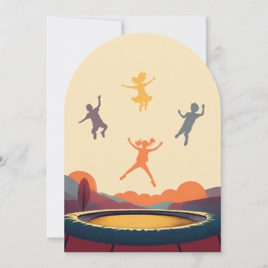 Trampoline springen en spelen Retro Kind verjaarda Kaart (Achterkant)