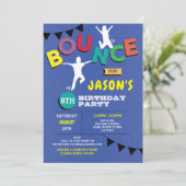 Trampoline Verjaardag Uitnodiging Jump Bounce Part (Staand voorkant)