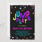 Trampoline Verjaardag Uitnodiging Jump Play Party (Voorkant)