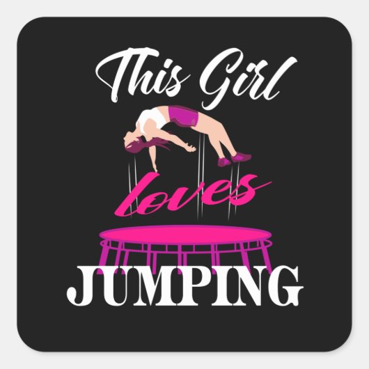 Trampolines Gift Idee Vrouwen Springen Fitness Vierkante Sticker (Voorkant)