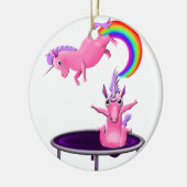 trampolining unicorn keramisch ornament (Links)