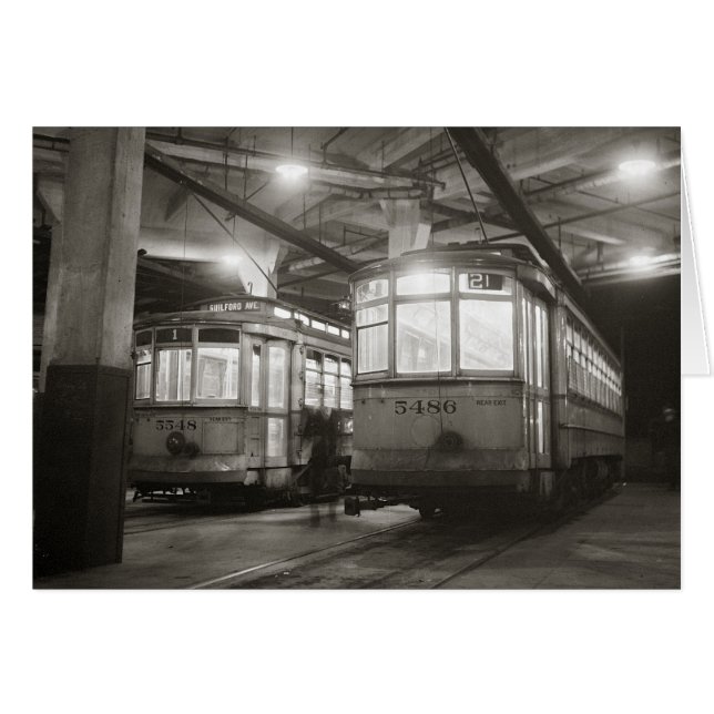 Trams bij het station, 1943 (Voorkant Horizontaal)