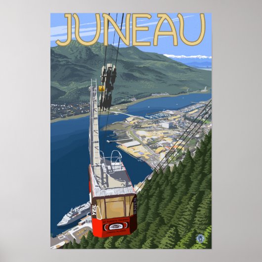 Tramway au-dessus de Juneau, Alaska Poster Vintage (Devant)