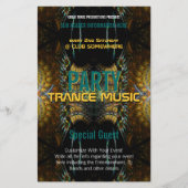 Trance Fractal Gold Feathers Party Flyers (Voorkant)