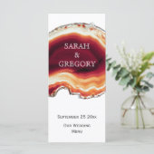 Tranche d'agate rouge, menu de mariage moderne d'a (Debout devant)