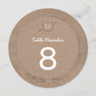 Tranche de bois rustique | Numéro de table
