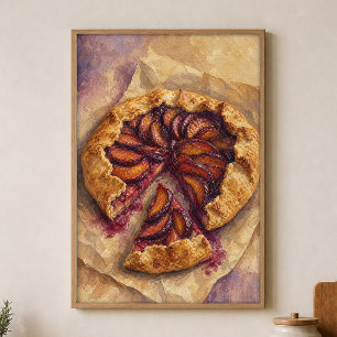 Tranche de galette de fruits Affiche aquarelle Cot