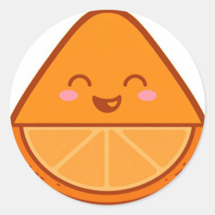 Tranche d'orange souriante Autocollant de fruit mi