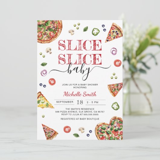 Trancher Bébé tranche | Invitation Baby shower de  (Debout devant)