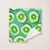 Tranches Kiwi sur turquoise (Gant de toilette)