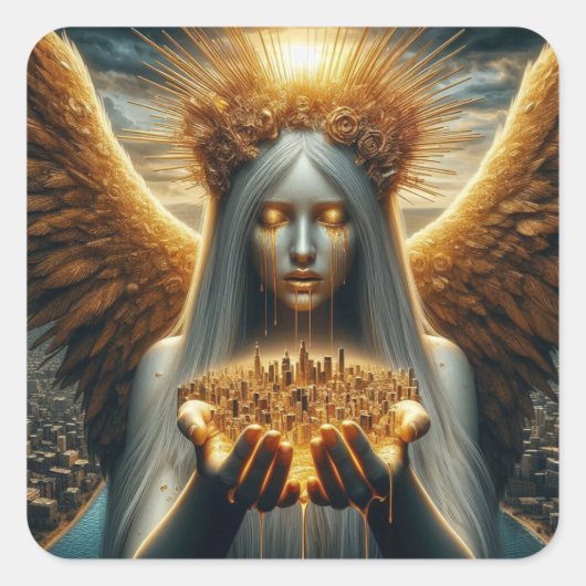 Tranen om de stad van de engelen vierkante sticker (Voorkant)