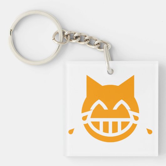 Tranen van Joy Emoji Cat Sleutelhanger (Voorkant)