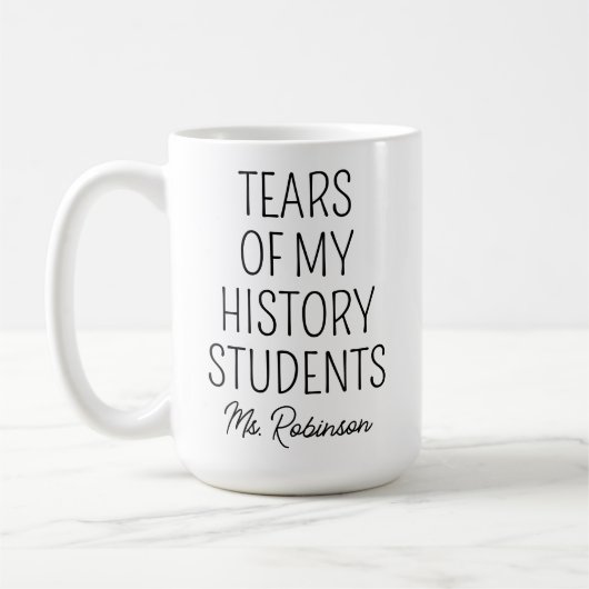Tranen van mijn geschiedenis studenten, leraar waa koffiemok (Links)