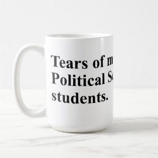 Tranen van mijn studenten Politieke Wetenschappen. Koffiemok