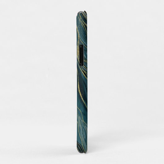 Tranquil Blue Gold Abstracte Waterverf Waves Case-Mate iPhone Case (Achterkant/rechts)