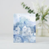 Tranquil Blue Village – Boho Landscape Briefkaart (Staand voorkant)