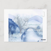 Tranquil Blue Village – Boho Landscape Briefkaart (Achterkant)