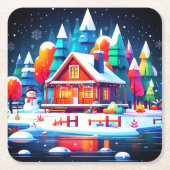 Tranquil Christmas Vierkante Kartonnen Onderzetter (Voorkant)