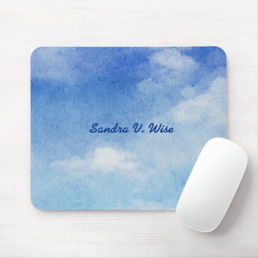 Tranquil Custom Sky Dreams Waterverf Blauw & Wit Muismat (Met muis)