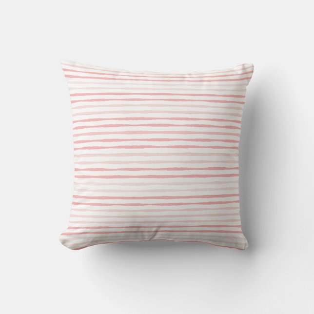 Tranquil Dusty Pink Organic Striped Kussen (Voorkant)