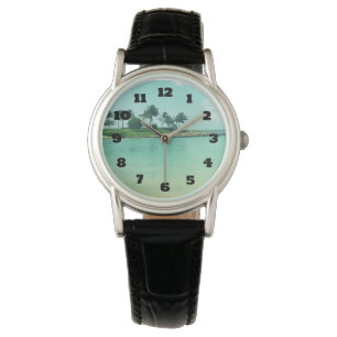 Tranquil en Serene Turquoise Beach in Hawaii Horloge