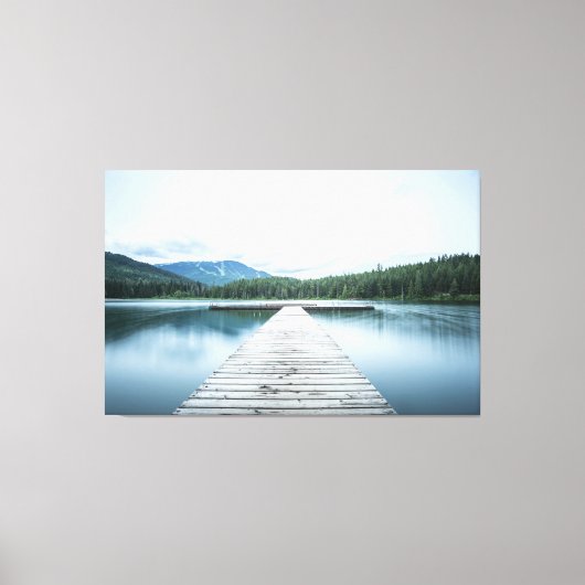 Tranquil Escape – Lakeside Dock Serenity Canvas Afdruk (Voorkant)
