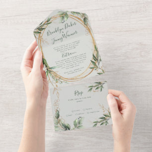 Tranquil Eucalyptus Elegant Green Breezy Zee All In One Uitnodiging