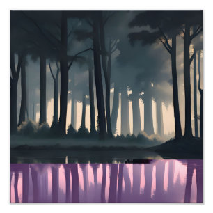 Tranquil Forest Lake Foto Afdruk