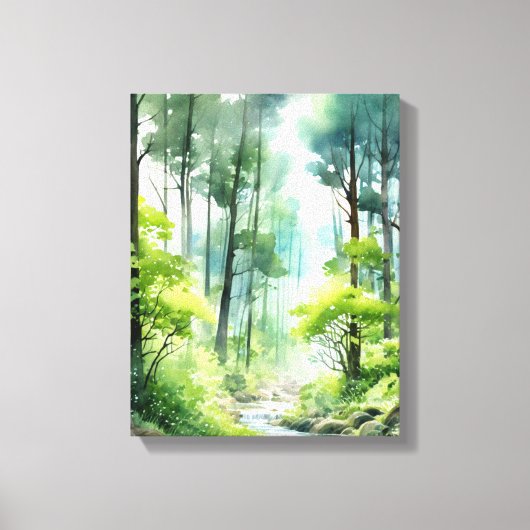 Tranquil Forest Stream Canvas Afdruk (Voorkant)