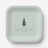 Tranquil Green Evergreen Tree Papieren Bordje (Voorkant)