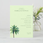 Tranquil Green Palm Tree Wedding Ceremony Schedule Programma (Staand voorkant)
