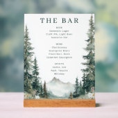 Tranquil Green Watercolor Mountain Bar Menu (Neutre)