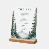 Tranquil Green Watercolor Mountain Bar Menu (Angle)