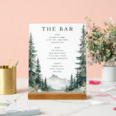 Tranquil Green Watercolor Mountain Bar Menu (Mariage)