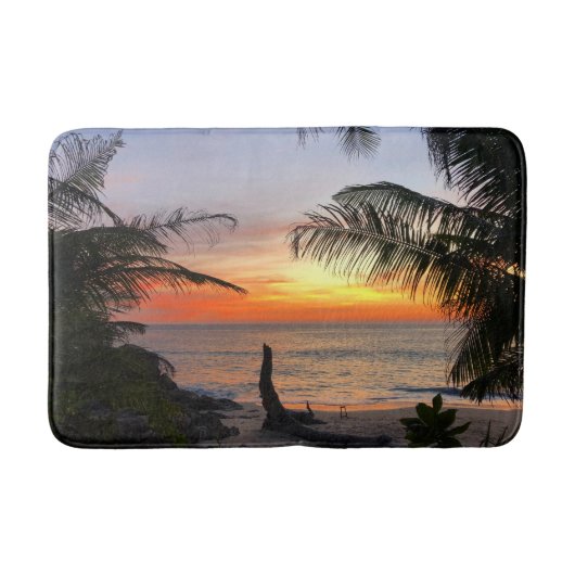 Tranquil Hawaiian Tropical Island Beach Sunset Badmat (Voorkant)