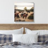 Tranquil Herd at Dusk – Peaceful Horse Pasture Canvas Afdruk (Insitu (Slaapkamer))