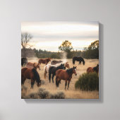 Tranquil Herd at Dusk – Peaceful Horse Pasture Canvas Afdruk (Voorkant)