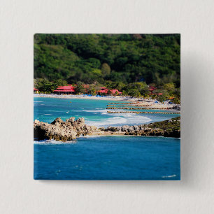 Tranquil Island Paradise Labadee Haiti Vierkante Button 5,1 Cm