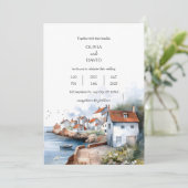 Tranquil Kustdorp Cottages Bruiloft Kaart (Staand voorkant)