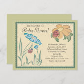 Tranquil Ladybugs Neutral Baby Shower Invitations (Devant / Derrière)