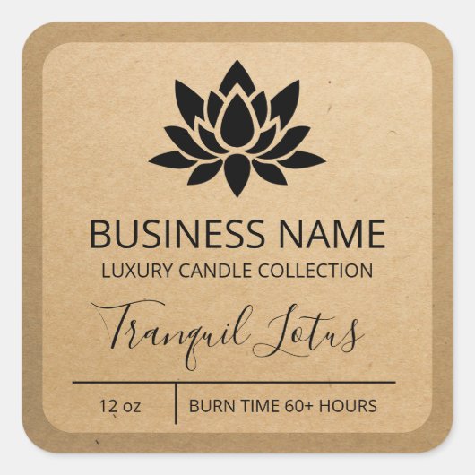 Tranquil Lotus Kraft Paper Soy Candle Labels (Voorkant)