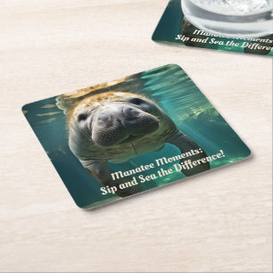 Tranquil Manatee Knuffel: Aanpasbare Knuffel Hub  Vierkante Kartonnen Onderzetter