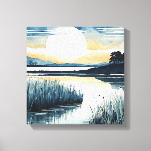 Tranquil Moonlight Lake Canvas Afdruk (Voorkant)